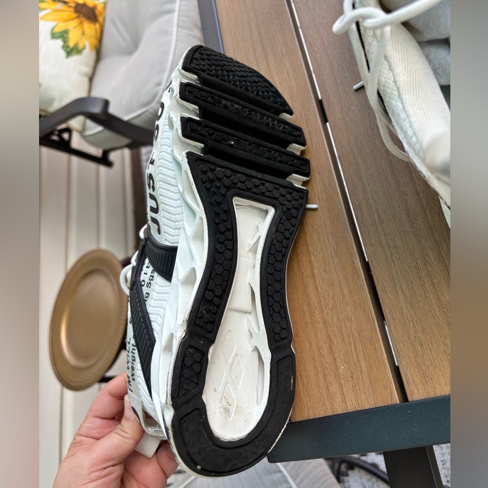 White Sneakers with Black Text Design - Picture 5 of 10